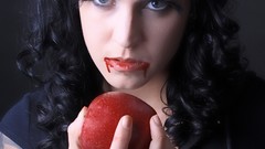 Woman blood tattoos models black hair Maria Edible