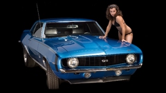 Woman blue bikini chevrolet