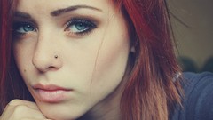 Woman blue eyes brunettes Lana Branishti