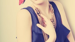 Woman blue eyes models blue dress Iona Rose McCabe