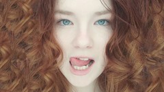 Woman blue eyes redheads curly hair add name