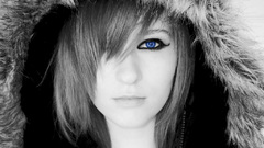 Woman blue eyes selective