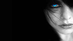 Woman blue eyes selective