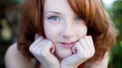 Woman blue eyes stare