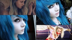 Woman blue hair blue eyes bondage amber McCrackin