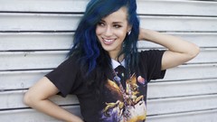 Woman blue hair models Dani Artaud