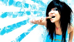 Woman blue lollipops