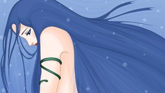 Woman blue snow mermaid