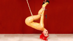 Woman bondage latex catsuits