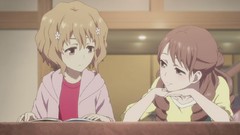 Woman Books Anime sitting blondes smiling anime girls brown 