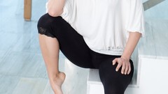 Woman brown eyes brunettes leggings teen Shaved striptease 