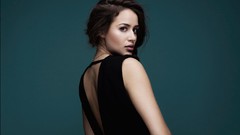 Woman brunettes black dress Simple Background Alice David