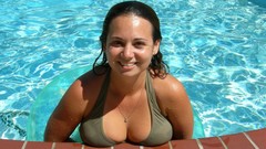 Woman brunettes cleavage bikini boobs wet hair pornstars Holly 