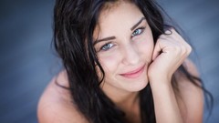 Woman brunettes curly hair supermodels Anja Zeidler