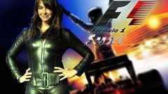 Woman brunettes formula one leather suit Suzi Perry