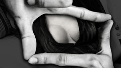 Woman brunettes frames boobs