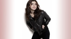Woman brunettes Leather Jacket alexandra daddario