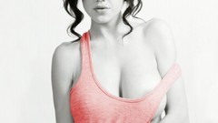 Woman brunettes models boobs huge boobs selective coloring Tess 