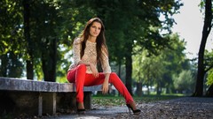 Woman brunettes models curly hair Nora Demiri