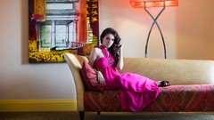 Woman brunettes models curly hair Nora Demiri