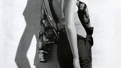 Woman brunettes models grayscale Hilary Rhoda