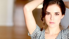 Woman brunettes models zoey deutch hands on head