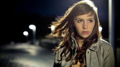 Woman brunettes night landscapes