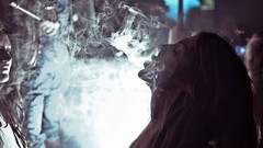 Woman brunettes smog