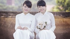 Woman brunettes vietnamese ao dai