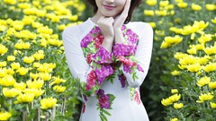 Woman brunettes vietnamese ao dai Midu