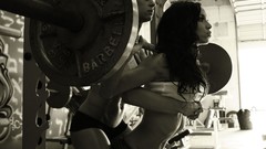 Woman brunettes workout gym