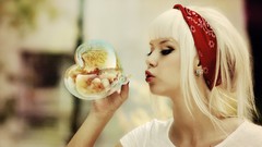 Woman bubbles blowing bubbles