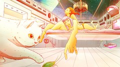 Woman bugs white cat outer space sci-fi Noche