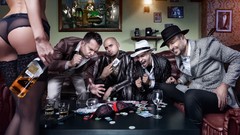 Woman Cards poker hats Gangsters Cameras suit whiskey bra 