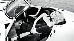 Woman cars Claudia Schiffer monochrome