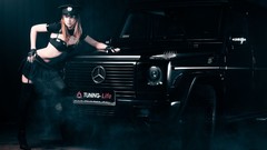 Woman cars Mercedes-Benz gelandewagen girls with cars 