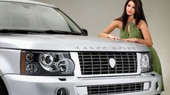 Woman cars Range Rover long dress