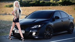 Woman cars widescreen blondes mazda 6 girls with cars black cars