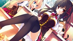 Woman cats Anime red eyes blondes anime girls blue eyes school 