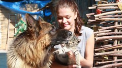 Woman cats Dogs brunettes Liza J