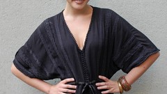 Woman Celebrity Actress black dress phoebe tonkin