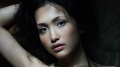 Woman Celebrity asians brown eyes brunettes arms raised Reon 