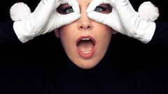 Woman Celebrity gloves Actress blue eyes brunettes Crista 