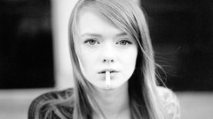 Woman Cigarettes smoking grayscale pale skin Lass-model Julie 