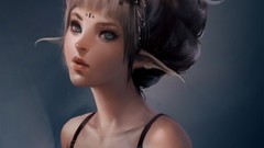 Woman cleavage artwork sakimichan long ears