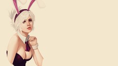 Woman cleavage League of Legends silver hair artwork riven 