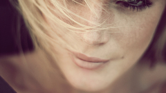 Woman close-up blue eyes