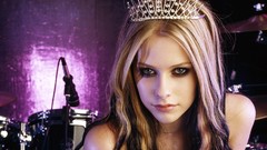 Woman close-up Drums Avril Lavigne faces tiaras