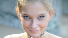 Woman close-up faces blondes blue eyes Indiana A Indi