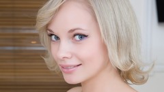 Woman close-up faces blondes green eyes Feeona A